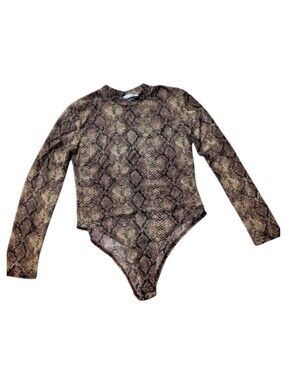 🏝️ Sensational Sheer Animal Print Bodysuit Size Medium